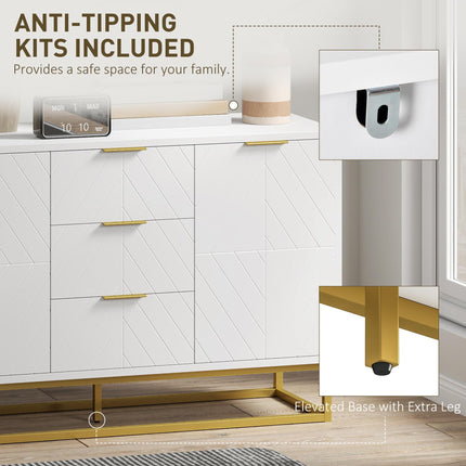 Modern Freestanding Storage Cabinet with 3 Drawers for Dining & Living Room - White