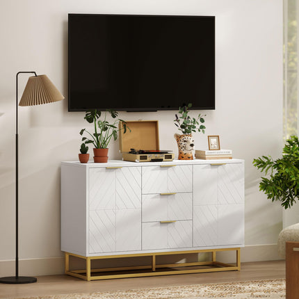 Modern Freestanding Storage Cabinet with 3 Drawers for Dining & Living Room - White