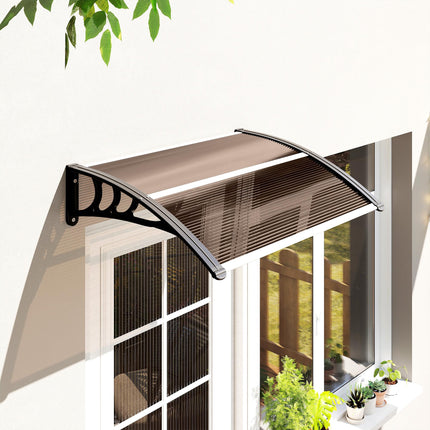 Modern Curved Polycarbonate Door Canopy 75x120 cm - Brown
