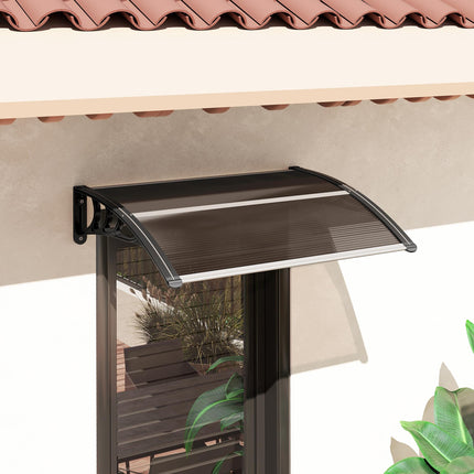 Modern Curved Polycarbonate Door Canopy 75x120 cm - Brown