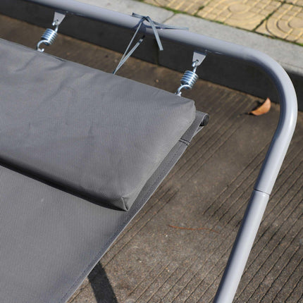 Rocking Sun Lounger, Double Garden Lounger Sunbed with Headrest Pillows, Texteli
