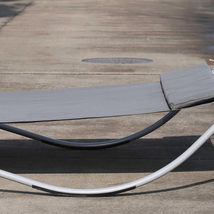 Rocking Sun Lounger, Double Garden Lounger Sunbed with Headrest Pillows, Texteli
