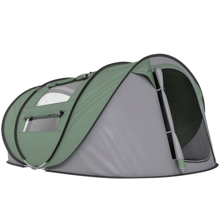 4-5 Person Pop-Up Waterproof Camping Tent with Mesh Windows - Dark Green
