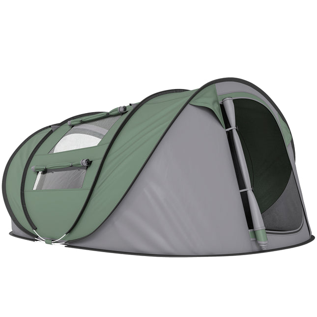 4-5 Person Pop-Up Waterproof Camping Tent with Mesh Windows - Dark Green