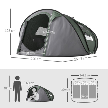 4-5 Person Pop-Up Waterproof Camping Tent with Mesh Windows - Dark Green
