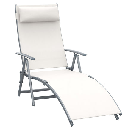 Sun Lounger Steel Frame Outdoor Folding Chaise Texteline Lounge Chair Recliner W