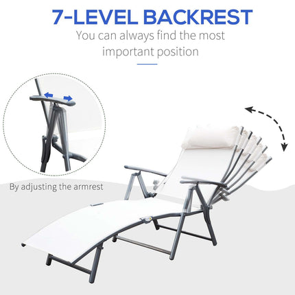 Sun Lounger Steel Frame Outdoor Folding Chaise Texteline Lounge Chair Recliner W