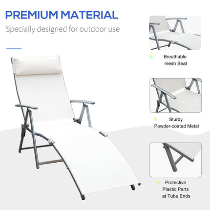 Sun Lounger Steel Frame Outdoor Folding Chaise Texteline Lounge Chair Recliner W