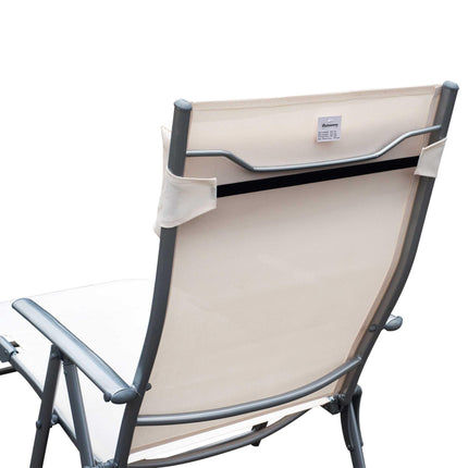 Sun Lounger Steel Frame Outdoor Folding Chaise Texteline Lounge Chair Recliner W