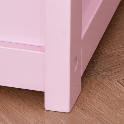 2-IN-1 Wooden Toy Box and Kids Seat Bench with Storage Chest and Safety Pneumatic Rod 60x30x50cm - Pink