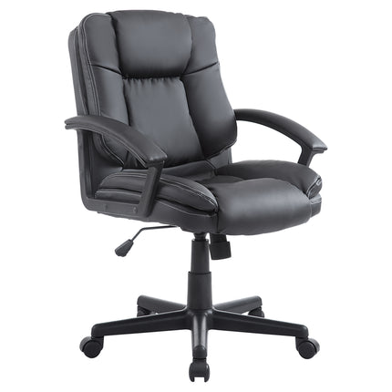 Mid Back Swivel Executive Office Chair with Double-Tier Padding and Wheels - Black