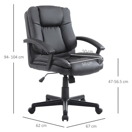 Mid Back Swivel Executive Office Chair with Double-Tier Padding and Wheels - Black