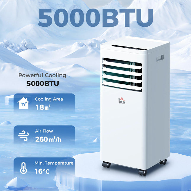 Mobile Air Conditioner 557W with Remote Control Cooling Dehumidifying Ventilating - White