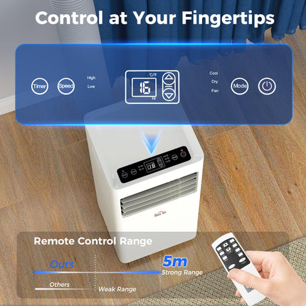 Mobile Air Conditioner 557W with Remote Control Cooling Dehumidifying Ventilating - White