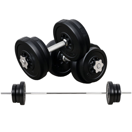 65kg Adjustable Dumbbell and Barbell Weight Set for Home Gym - Black