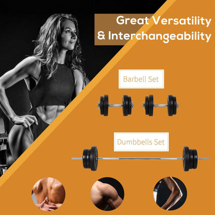 65kg Adjustable Dumbbell and Barbell Weight Set for Home Gym - Black