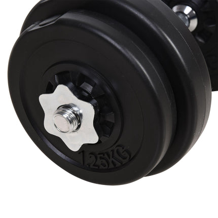 65kg Adjustable Dumbbell and Barbell Weight Set for Home Gym - Black