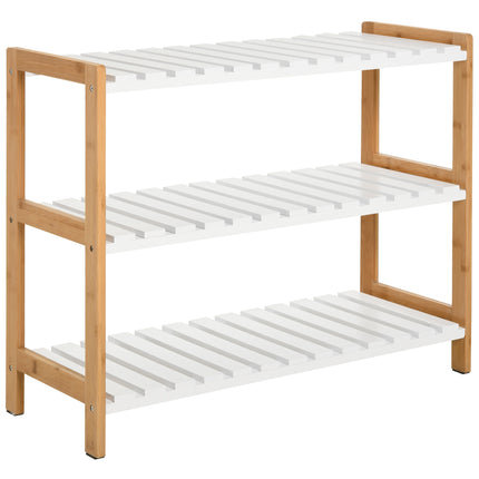 3-Tier Shoe Rack with Slatted Shelves 70L x 26W x 57.5H cm - Natural