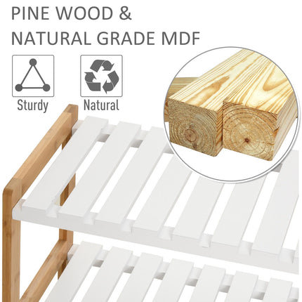 3-Tier Shoe Rack with Slatted Shelves 70L x 26W x 57.5H cm - Natural