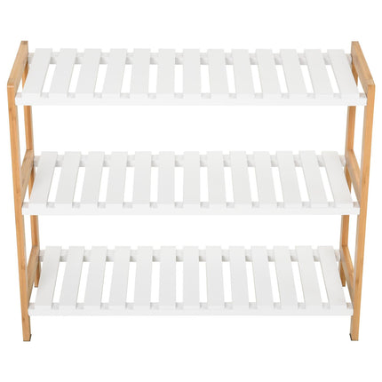 3-Tier Shoe Rack with Slatted Shelves 70L x 26W x 57.5H cm - Natural
