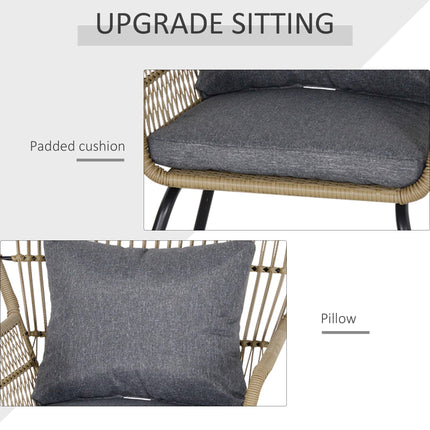 2 Seater Outdoor Wicker Rattan Bistro Set with Metal Legs - Coffee Brown