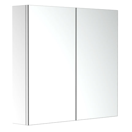 Stainless Steel Bathroom Mirror Cabinet with Double Doors 60cm Wide - Silver