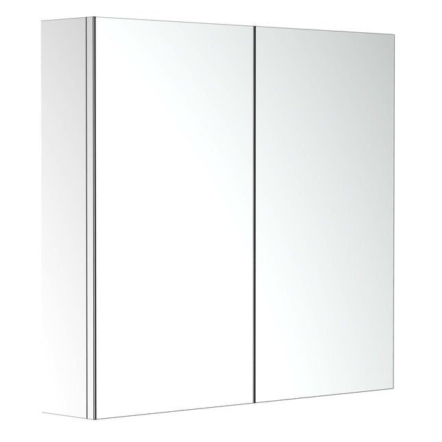 Stainless Steel Bathroom Mirror Cabinet with Double Doors 60cm Wide - Silver