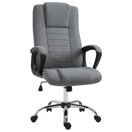 High Back Office Chair with Adjustable Height, Tilt & 360° Swivel - Deep Grey Linen