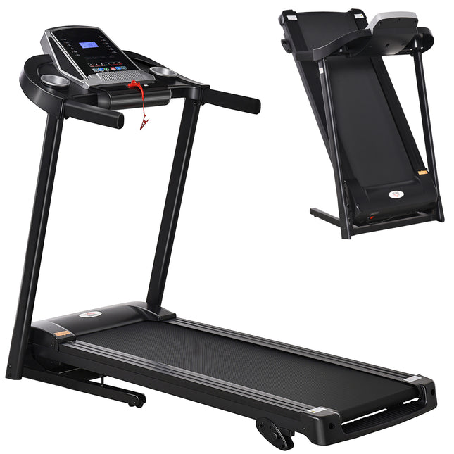 Folding Electric Treadmill with 12 Preset Programs and LED Display - Black