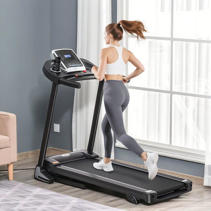 Folding Electric Treadmill with 12 Preset Programs and LED Display - Black