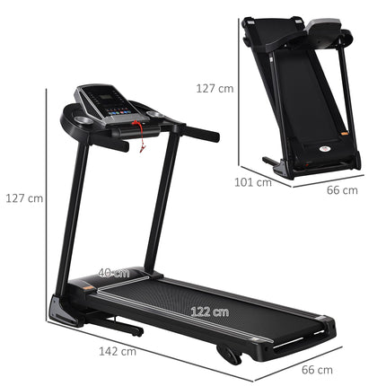 Folding Electric Treadmill with 12 Preset Programs and LED Display - Black