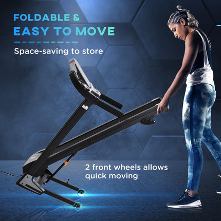 Folding Electric Treadmill with 12 Preset Programs and LED Display - Black