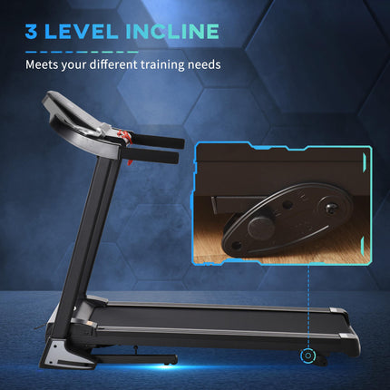 Folding Electric Treadmill with 12 Preset Programs and LED Display - Black