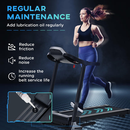 Folding Electric Treadmill with 12 Preset Programs and LED Display - Black