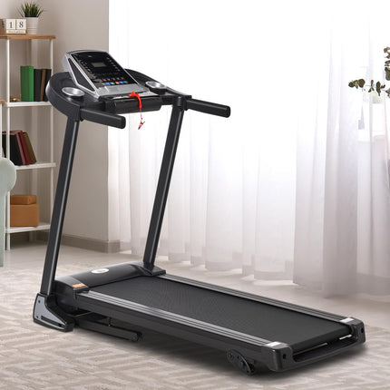 Folding Electric Treadmill with 12 Preset Programs and LED Display - Black