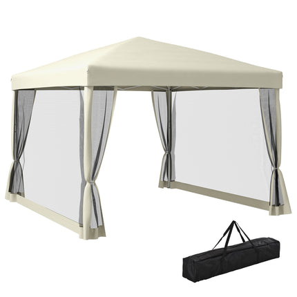 3 x 3m Pop Up Gazebo Canopy Tent with Mesh Screen and Carry Bag - Tan
