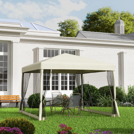 3 x 3m Pop Up Gazebo Canopy Tent with Mesh Screen and Carry Bag - Tan