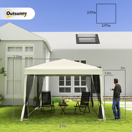 3 x 3m Pop Up Gazebo Canopy Tent with Mesh Screen and Carry Bag - Tan