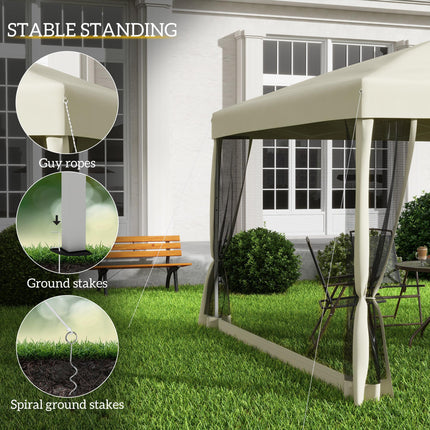 3 x 3m Pop Up Gazebo Canopy Tent with Mesh Screen and Carry Bag - Tan