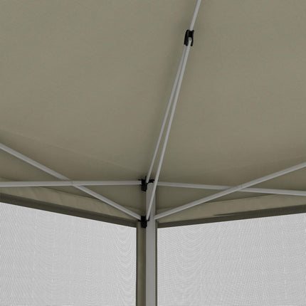3 x 3m Pop Up Gazebo Canopy Tent with Mesh Screen and Carry Bag - Tan