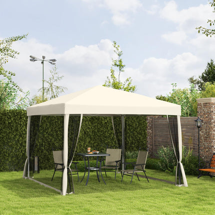 3 x 3m Pop Up Gazebo Canopy Tent with Mesh Screen and Carry Bag - Tan