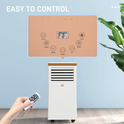 9000 BTU 4-in-1 Portable Air Conditioner with Remote, Timer & LED Display - White Grey Gold