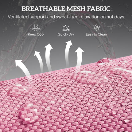 Outsunny Folding Sun Lounger with Head Pillow - Pink