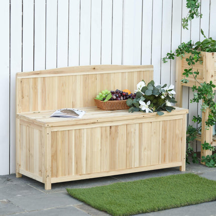 Garden Arch Wooden Storage Bench 115L Varnished Fir Wood - Natural