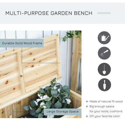 Garden Arch Wooden Storage Bench 115L Varnished Fir Wood - Natural
