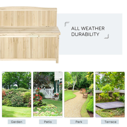 Garden Arch Wooden Storage Bench 115L Varnished Fir Wood - Natural