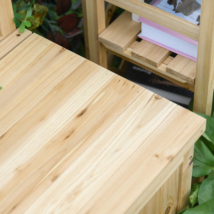 Garden Arch Wooden Storage Bench 115L Varnished Fir Wood - Natural