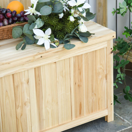 Garden Arch Wooden Storage Bench 115L Varnished Fir Wood - Natural
