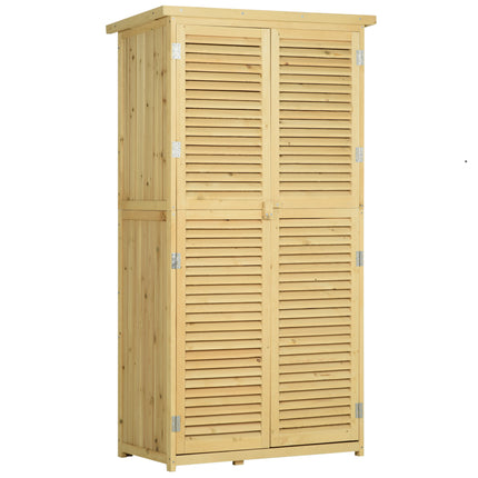 Wooden Garden Storage Shed with Lockable Doors and Asphalt Roof - Natural