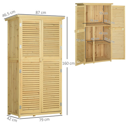 Wooden Garden Storage Shed with Lockable Doors and Asphalt Roof - Natural